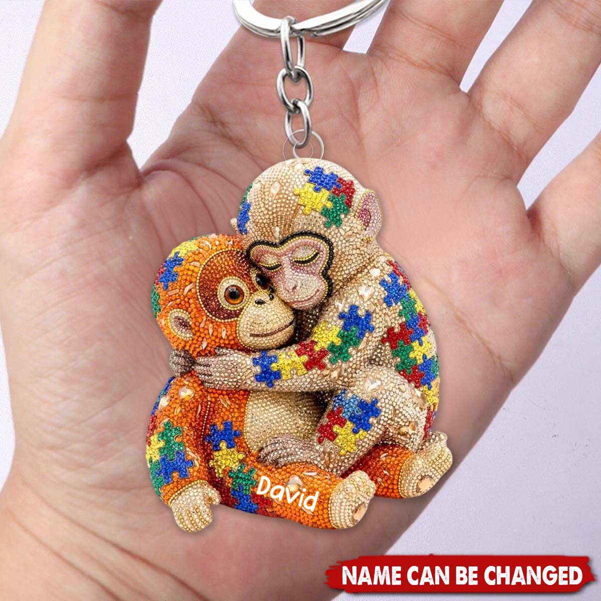 Autism Monkey Punch Keychain - Personalized Gift For Autism Mom