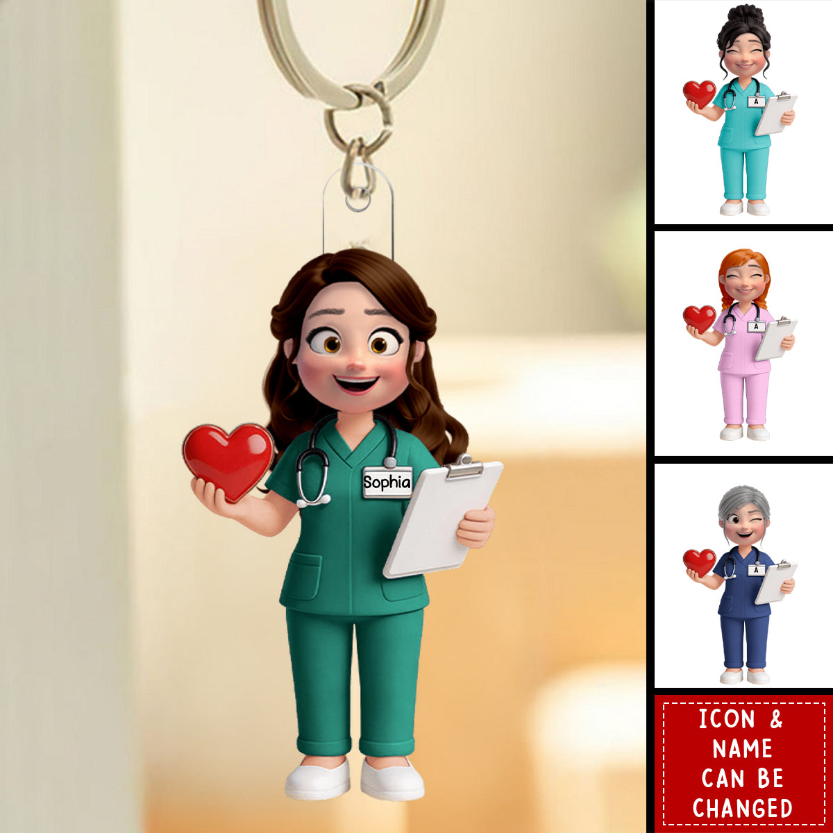 Nurse Appreciation Acrylic Keychain - Personalized Gifts For Nurse