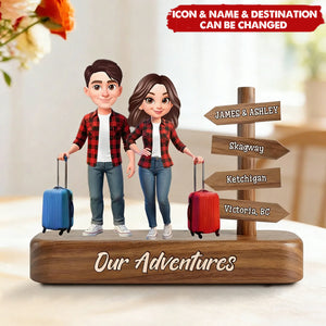 Couple Travel Adventure Traveling Destination 2D Flat - Personalized Acrylic Block Plaque