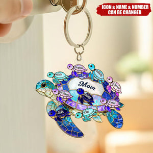 Mom Grandma Sea Turtle - Personalized Acrylic Keychain - Mother's Day Gift for Her