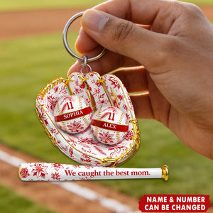 We Caught the Best Mom Toile De Jouy Pattern - Personalized Acrylic Keychain - Mother's Day Gift for Mom, Wife