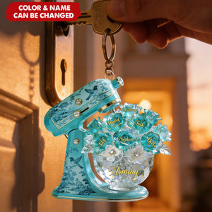 Baking Mixer Toile de Jouy Acrylic Keychain - Personalized Gifts For Mom