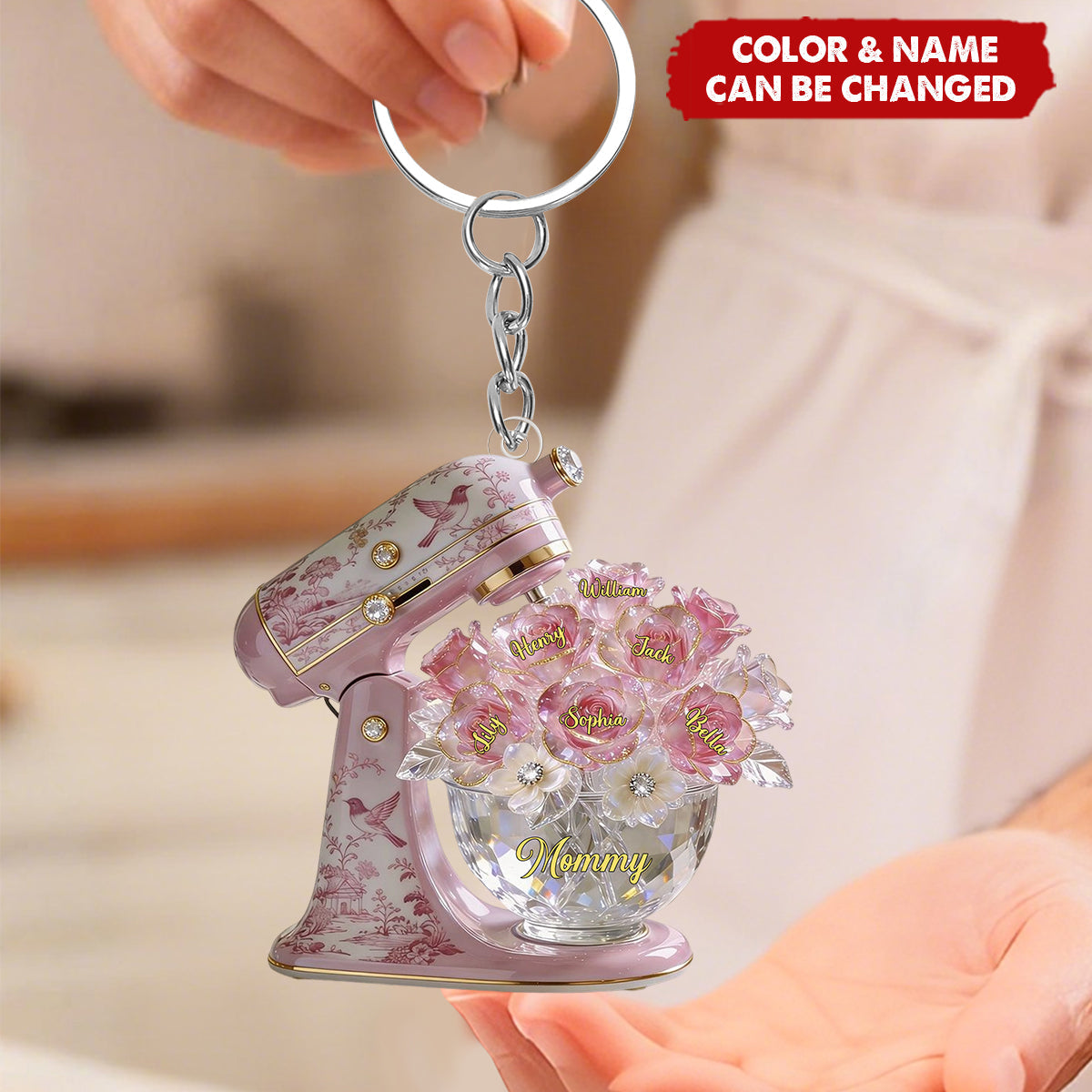 Baking Mixer Toile de Jouy Acrylic Keychain - Personalized Gifts For Mom