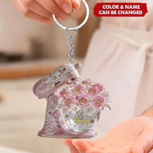 Baking Mixer Toile de Jouy Acrylic Keychain - Personalized Gifts For Mom
