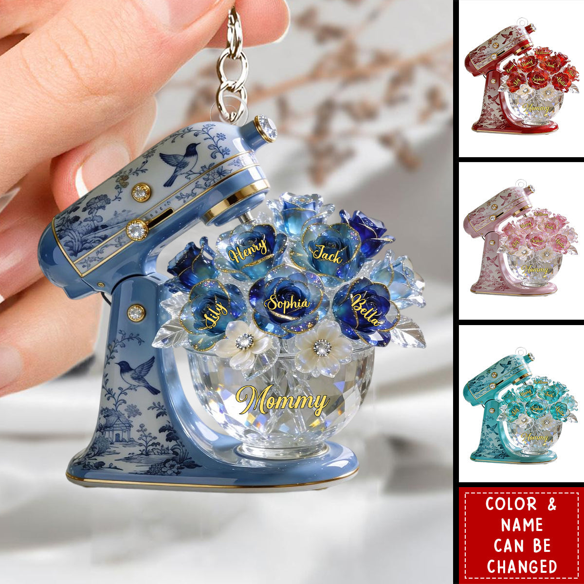 Baking Mixer Toile de Jouy Acrylic Keychain - Personalized Gifts For Mom