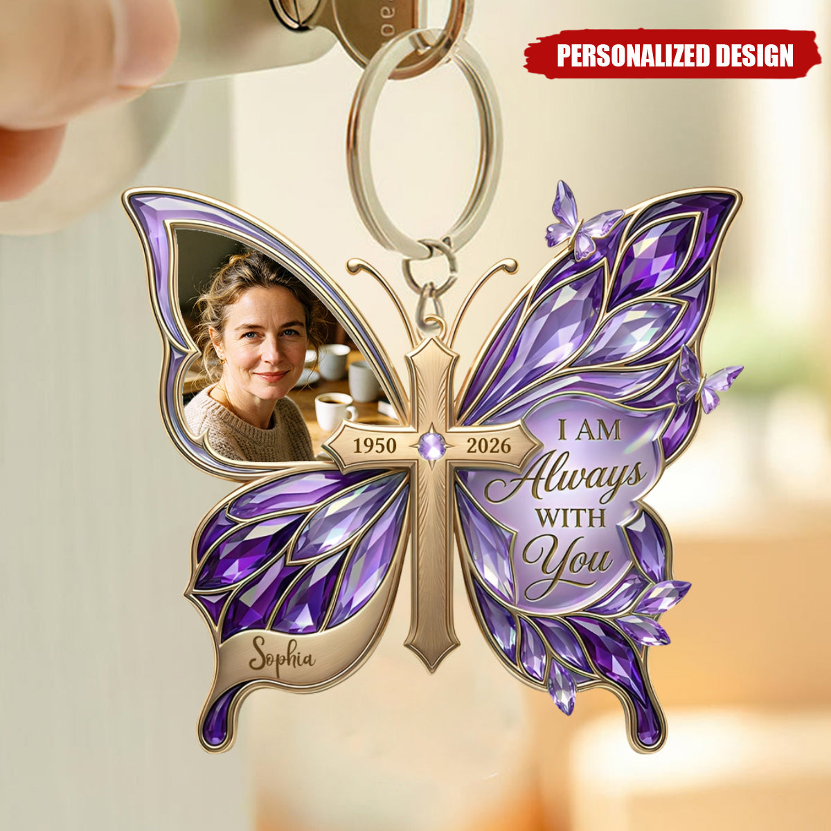 Custom Photo Loving Memory Butterfly Keychain - Personalized Gifts For Loved Ones