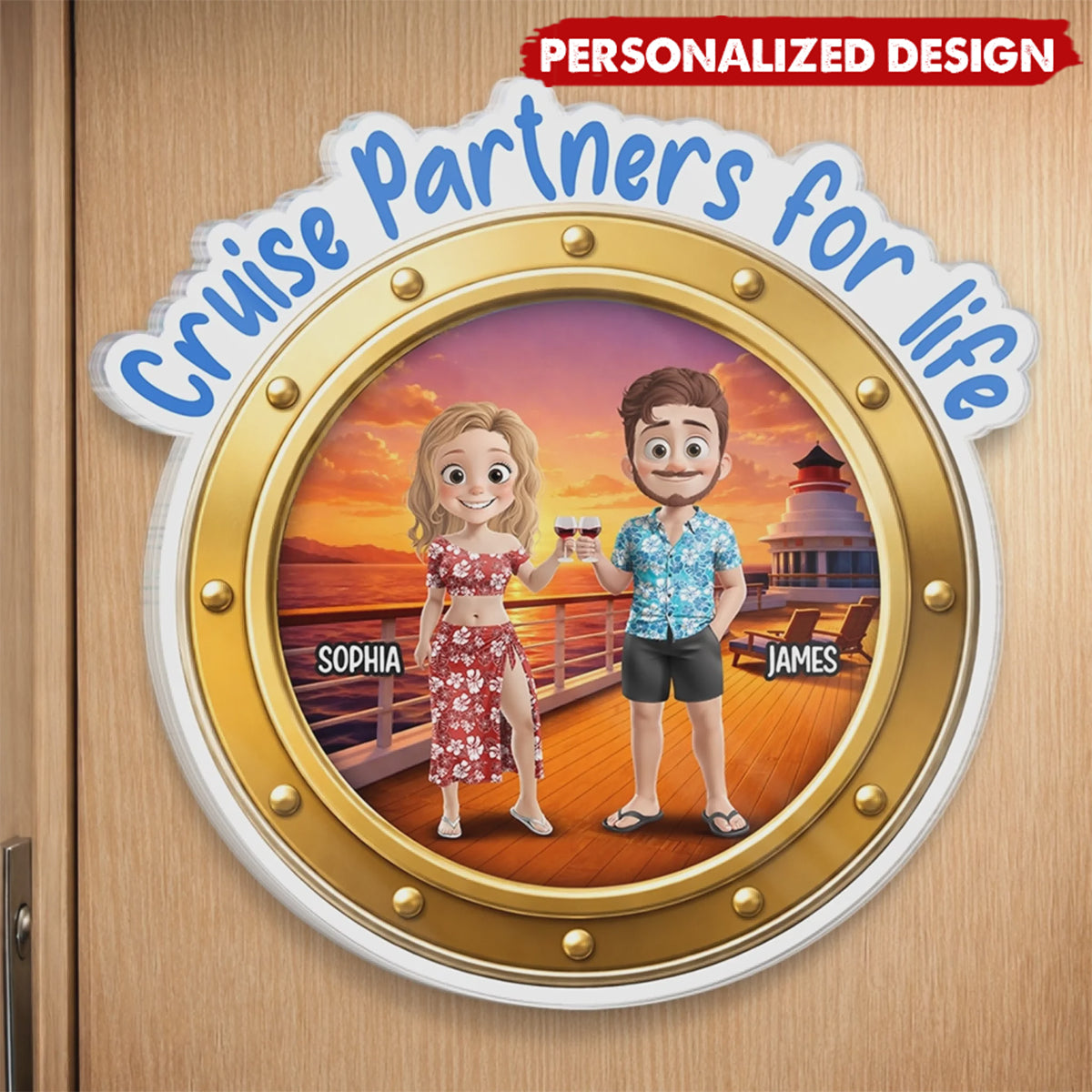 Custom Cruise Ship Door Magnet - Personalized Summer Vacation And Travel Gifts For Husband And Wife, Him And Her - Together Is My Favorite Place