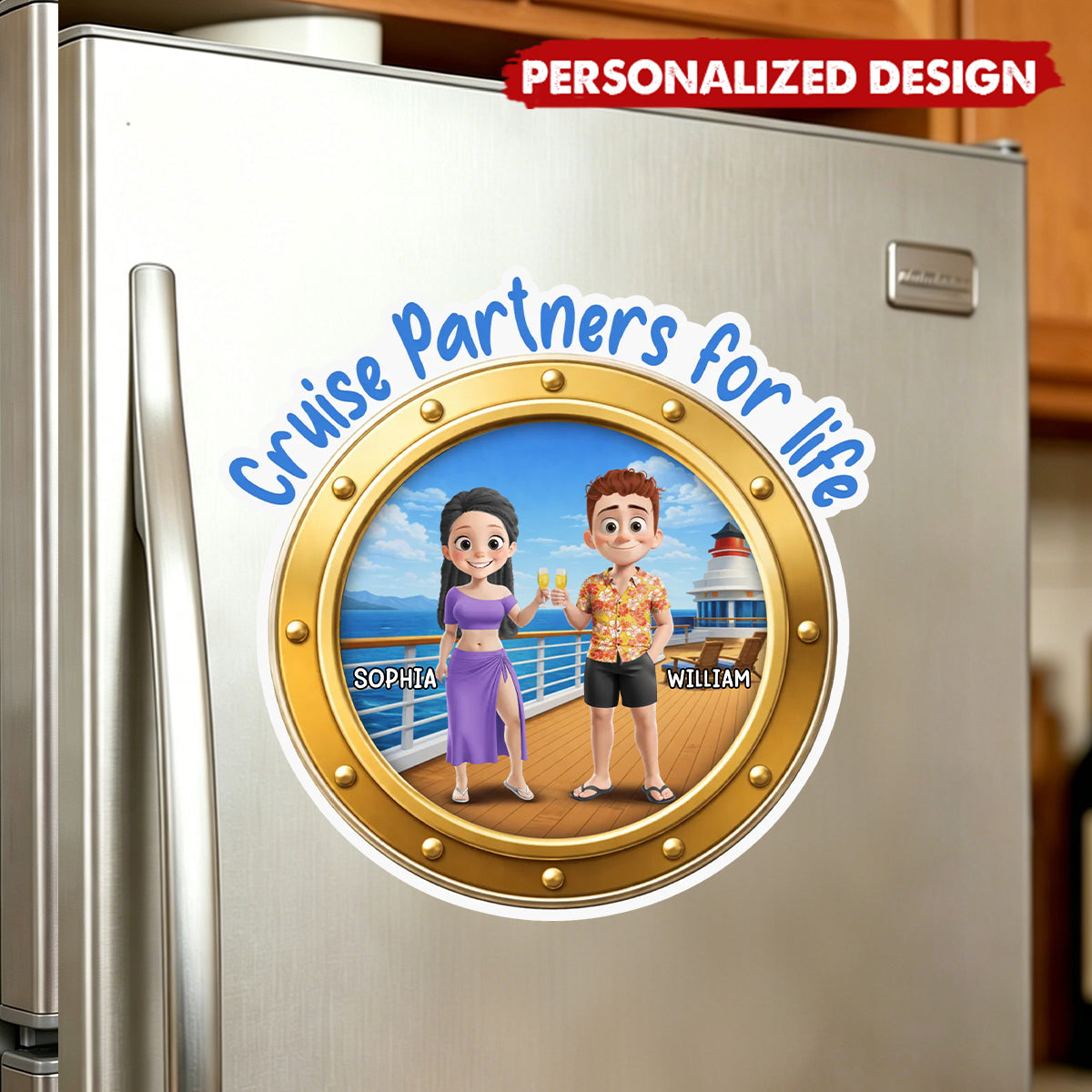 Custom Cruise Ship Door Magnet - Personalized Summer Vacation And Travel Gifts For Husband And Wife, Him And Her - Together Is My Favorite Place