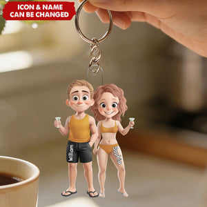 Acrylic Keychain - Personalized Summer Vacation And Travel Gifts For Husband And Wife, Him And Her - Together Is My Favorite Place