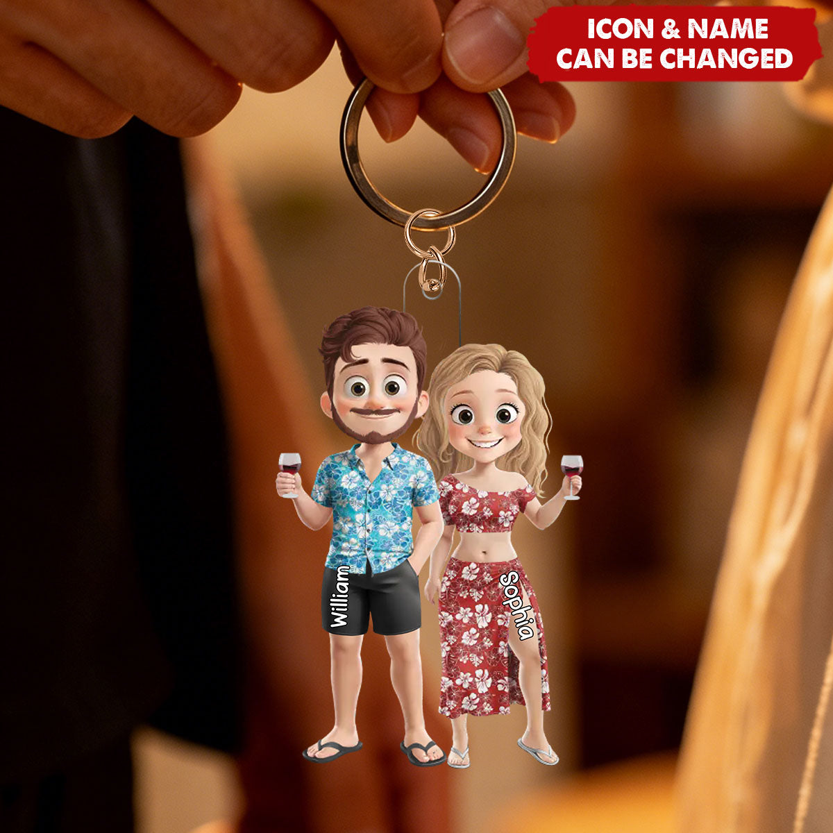 Acrylic Keychain - Personalized Summer Vacation And Travel Gifts For Husband And Wife, Him And Her - Together Is My Favorite Place