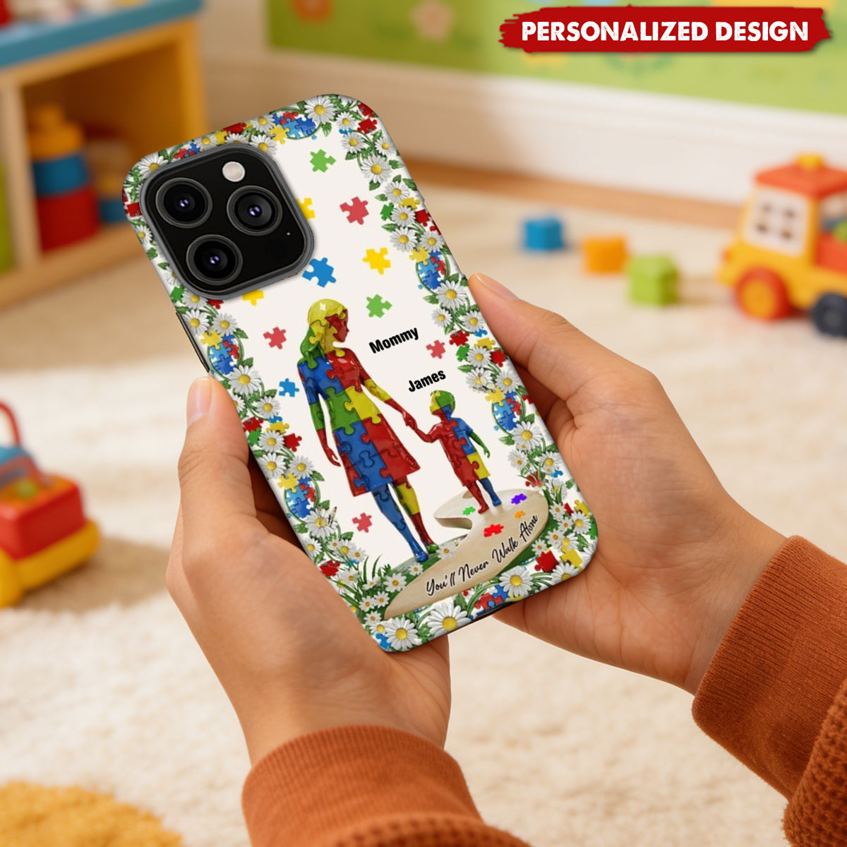 You'll Never Walk Alone - Personalized Full Print Phone Case Caring for Autism