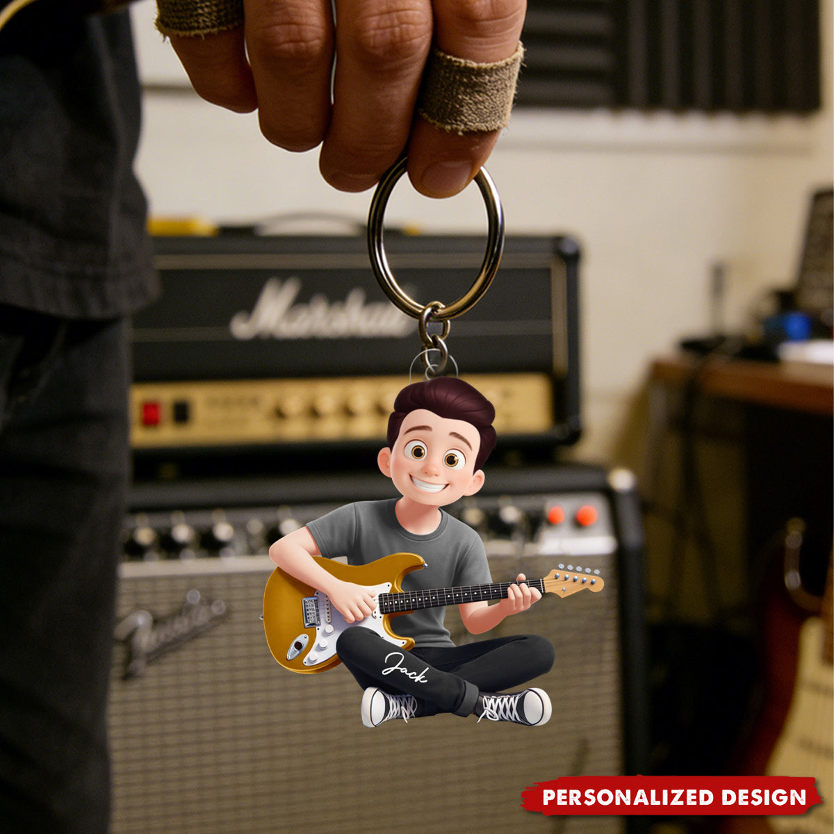 All I Need Is This Guitar - Personalized Personalized Keychain - Gifts For Music Lovers