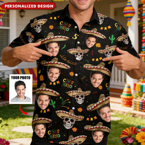 Personalized Photo Hawaiian Shirt - Custom Face Cinco De Mayo Mexican Hawaiian Shirt