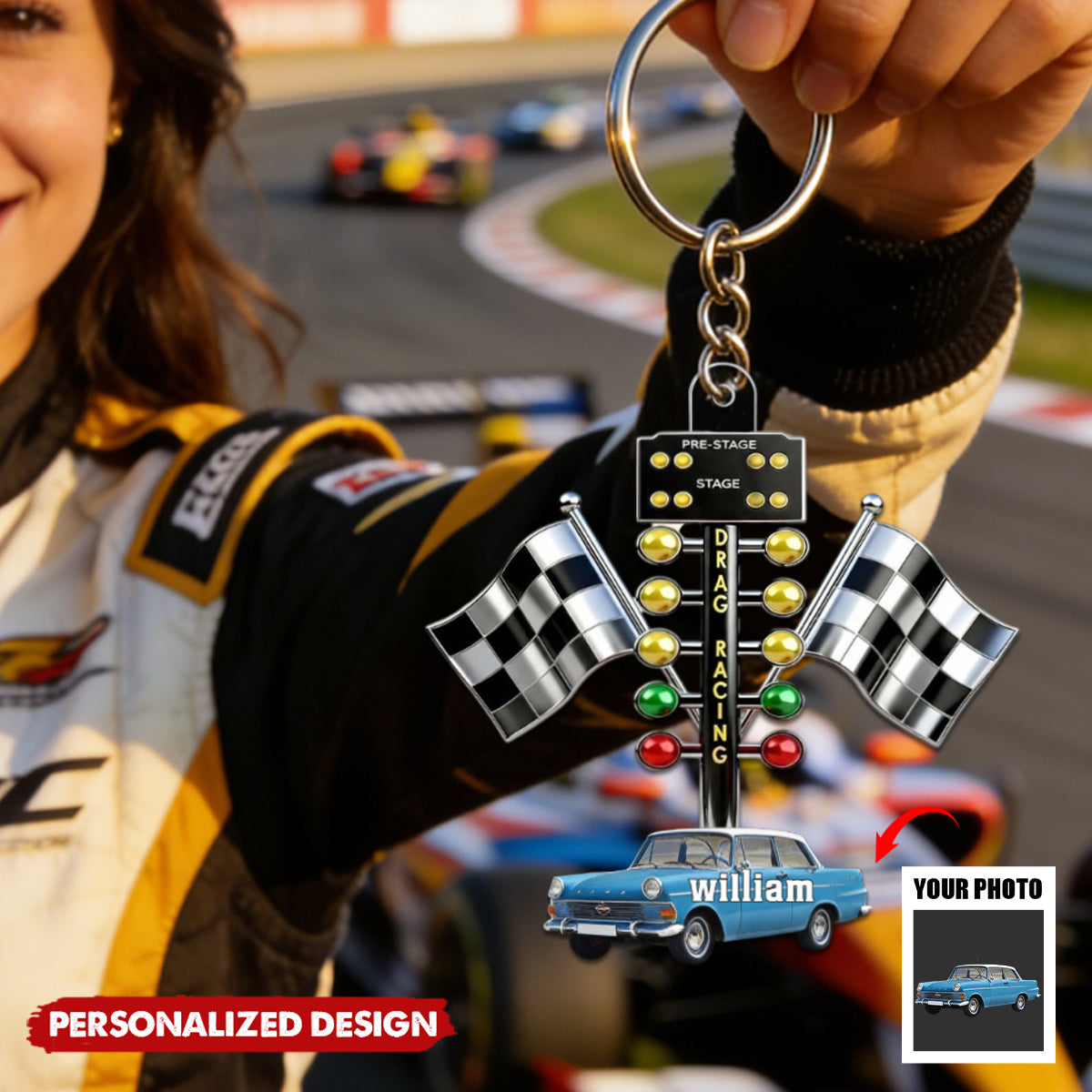 Custom Photo Acrylic Keychain - Personalized Gift For Racing Lovers