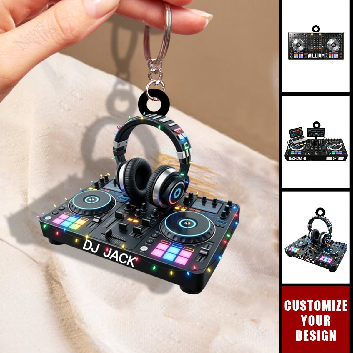 Custom Name DJ Acrylic Keychain, Personlized Gift For Music Lover
