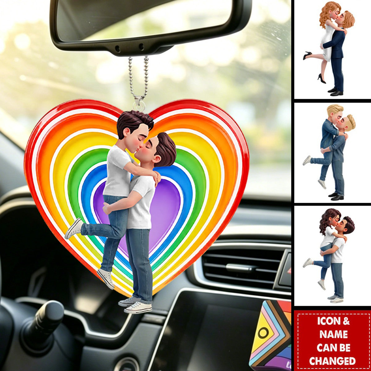 LGBT+ Couple Forever Love Is Love - Personalized Car Hanger