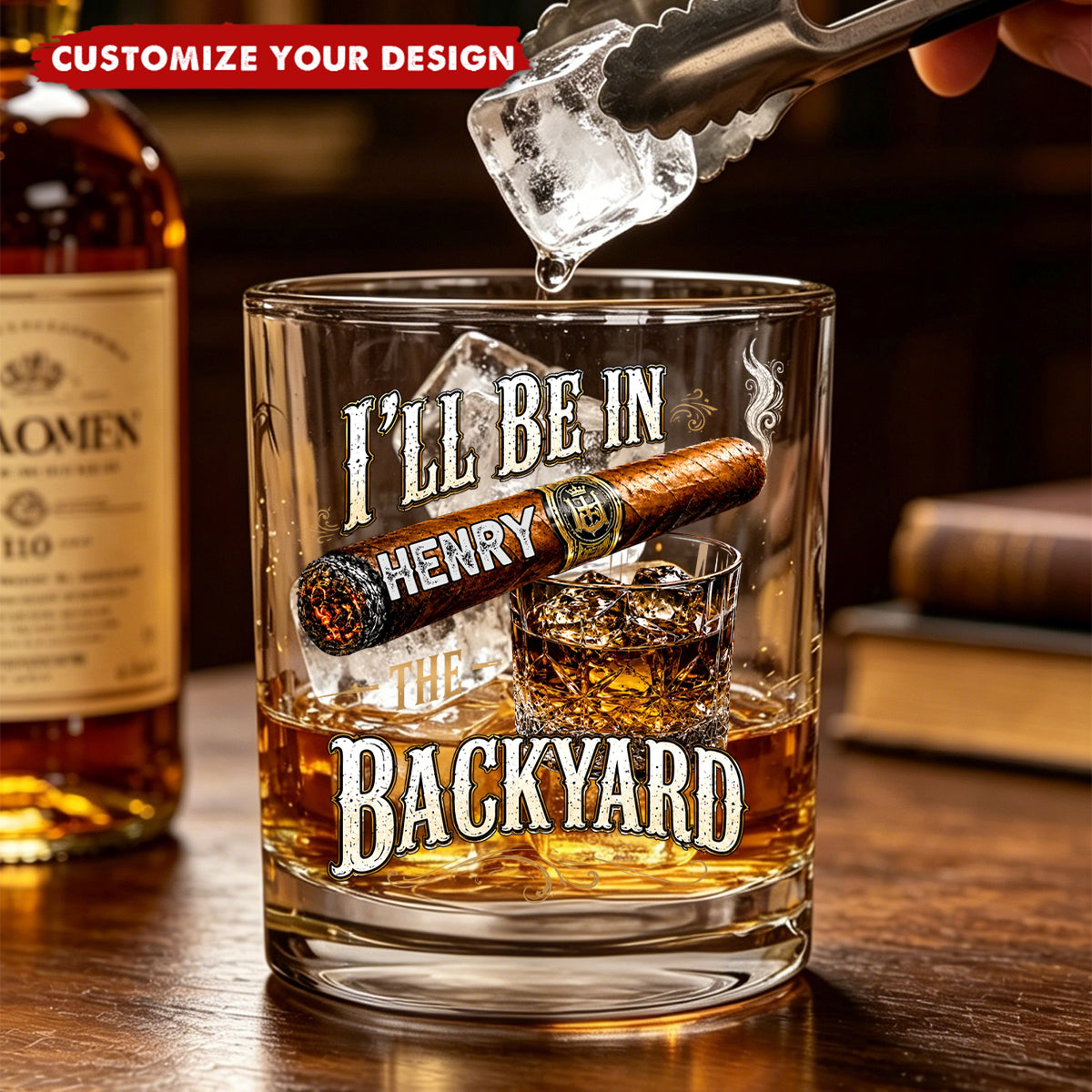 I’ll Be In The Backyard - Funny Gifts For Him, Husband, Grandpa, Dad - Personalized Whiskey Glass