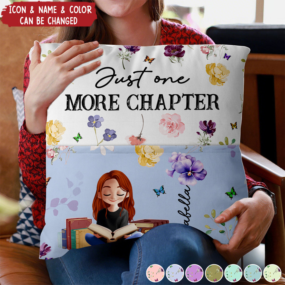 Birth Flower Book Lovers - Personalized Pocket Pillow