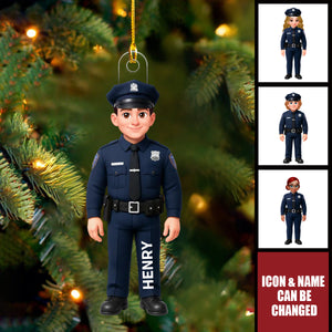 Police Officer Action Figure Personalized Acrylic Ornament