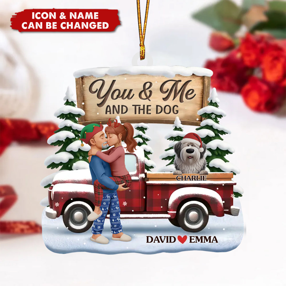 Personalized Acrylic Ornament - Anniversary Christmas Wedding Gifts For Husband And Wife, Pet Lovers