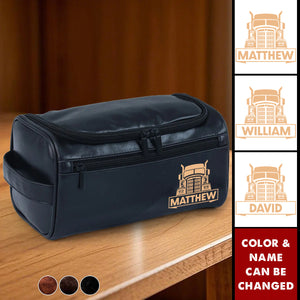 Personalized Gifts For Semi Truck Lovers Leather Toiletry Bag
