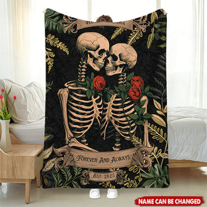Skeleton Lovers Personalized Blanket - Gothic Wedding Custom Blanket Woven  Tapestry Spooky Wedding Anniversary Gift For Goths