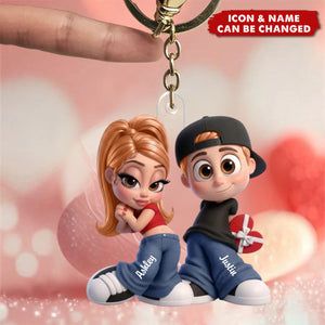 Y2K Couple - Personalized Keychain - Sentimental Valentine's Day Gift for him, for her