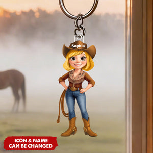 Cowgirl What A Wonderful World - Personalized Keychain
