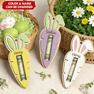 Personalized Easter Tag, Carrot Money Holder, Easter Carrot Tag, Easter Cash Gift, Bunny Ear Tag, Kid Easter Gift