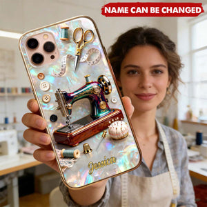 Pearlescent Effect Sewing Lover Phone Case - Personalized Gifts For Sewing Lover