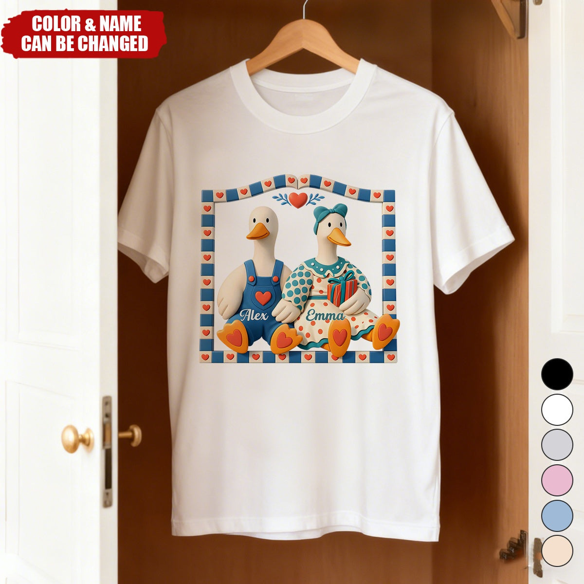 Retro Goose Couple Cottagecore Animals - Personalized Shirt - Gift For Couple