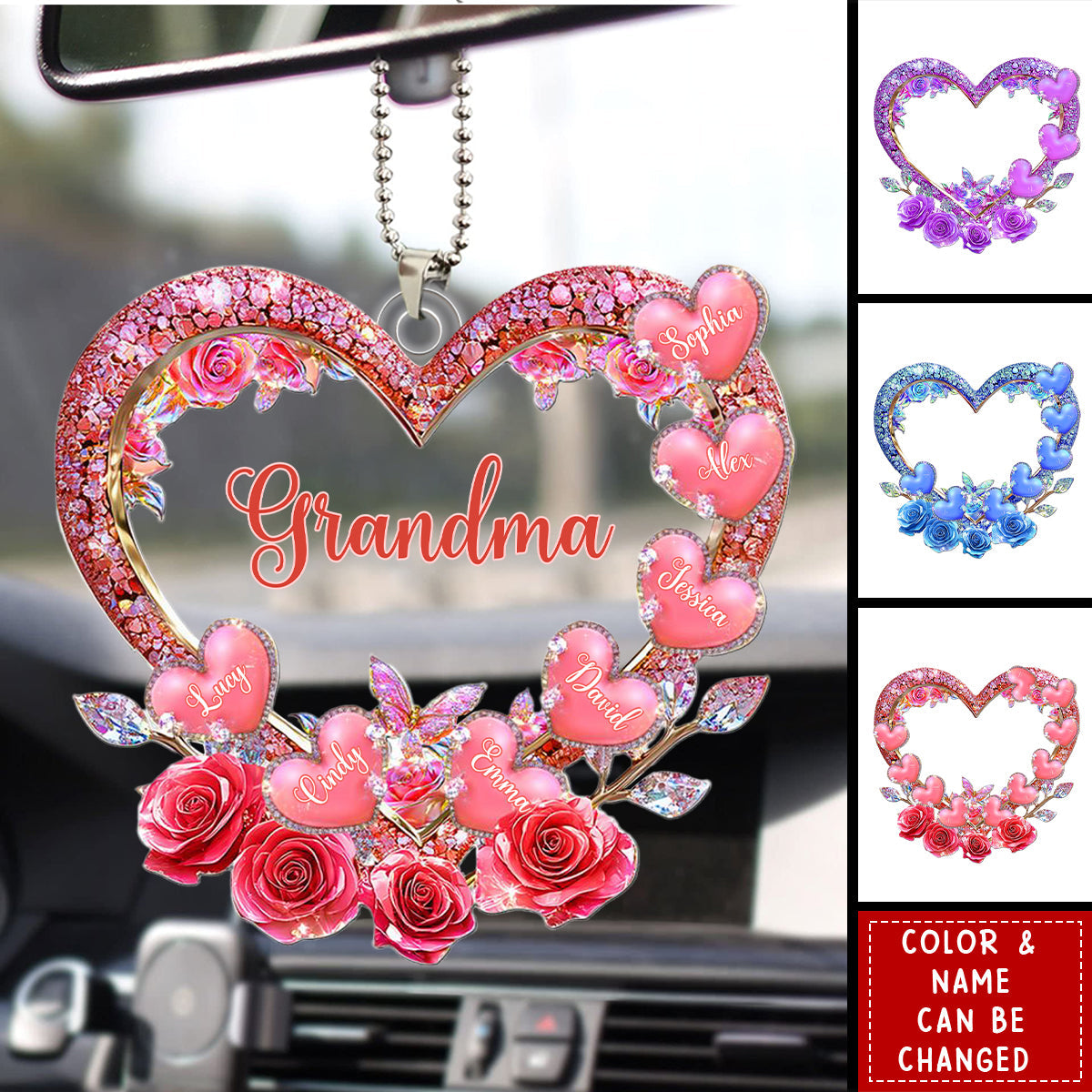 Grandma's Mom's Sweethearts - Personalized Grandma Custom Shaped Car Ornament