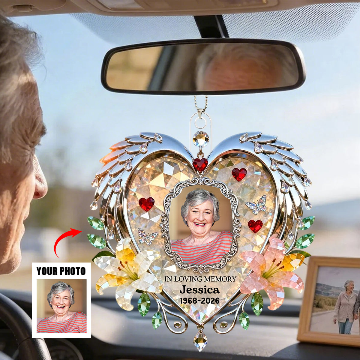 Miss The Angel In Heaven Car Hanging Ornament, Personalized Keepsake To Remember Loved One