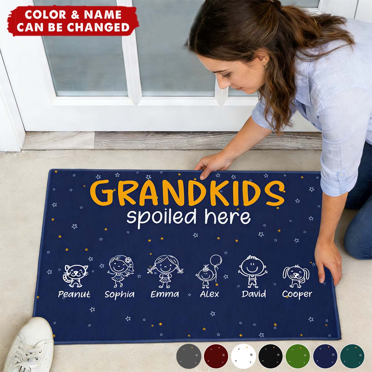 Grandkids Spoiled Here Doodle - Personalized Doormat