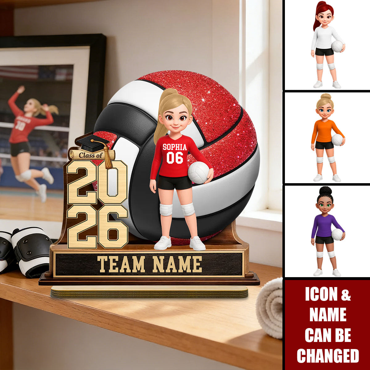 Volleyball Senior Keepsake - Personalized 2-Layered Wooden Plaque - Graduation Gift For Daughter, Graduates, Class of 2026