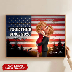 Proud Hero Couple Nation Flag - Personalized Poster - Valentine's Day Gift For Couple, For Nurse, Police, Firefighter, Army