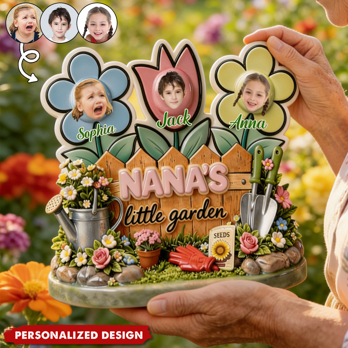 Grandma's Little Garden - Custom Photo Acrylic Plaque - Personlized Gifts For Grandma, Mom