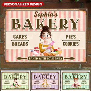 Baked With Love - Personalized Metal Sign -  Gifts For Baking Lover