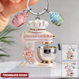 Baked With Love By Mom - Personlized Acrylic Keychain - Gifts For Mother