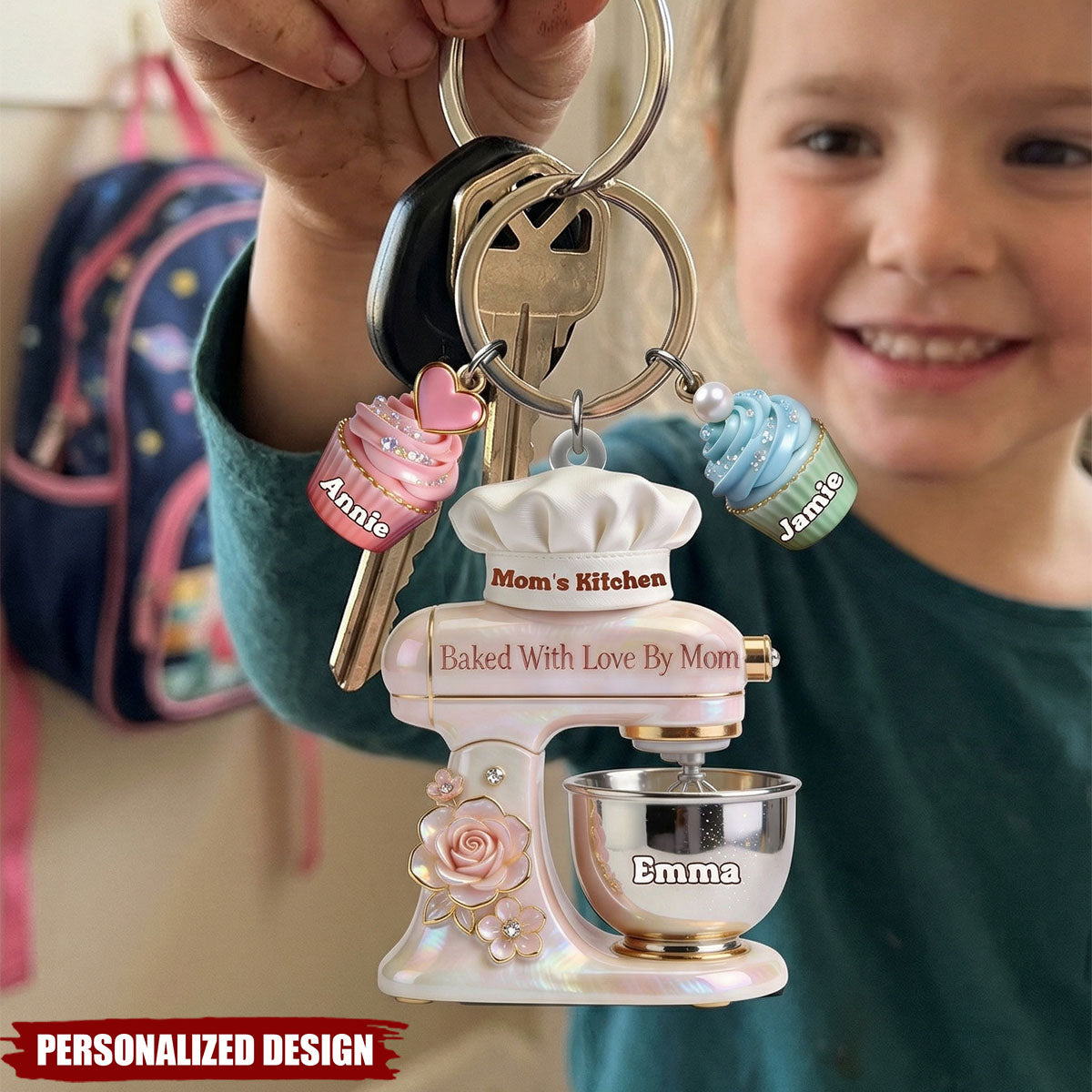 Baked With Love By Mom - Personlized Acrylic Keychain - Gifts For Mother