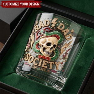 Bold Badass Dad Round Whiskey Glass - Personalized Gift For Dad, Grandpa
