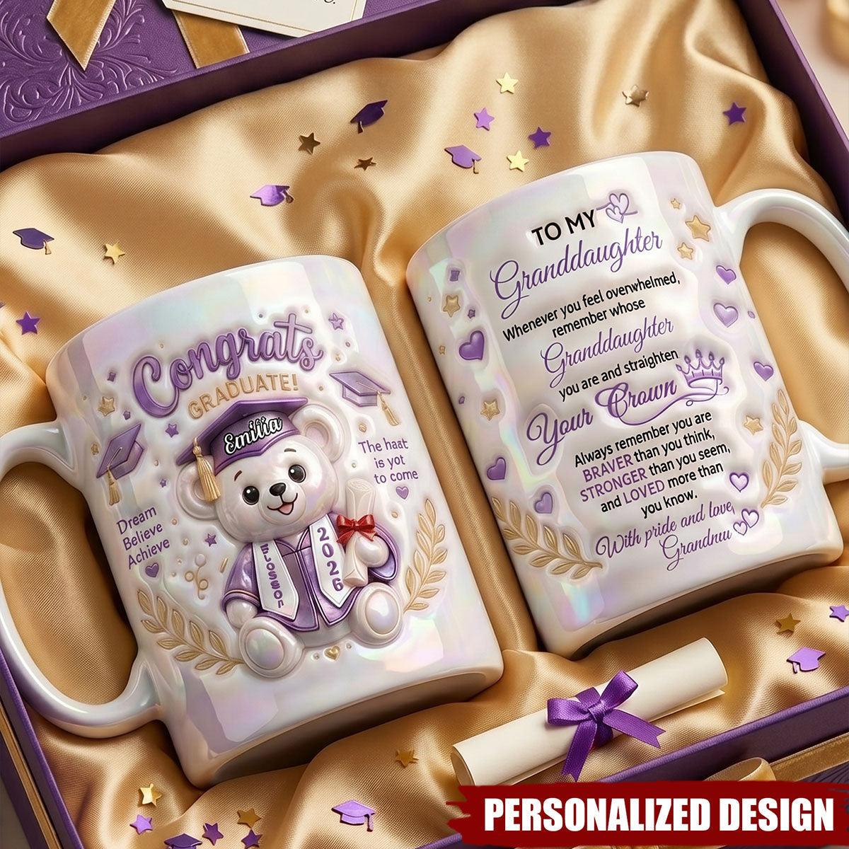 Custom Name Graduation Coffee Mug - Personalized Gift For Granddaughter, Graduates