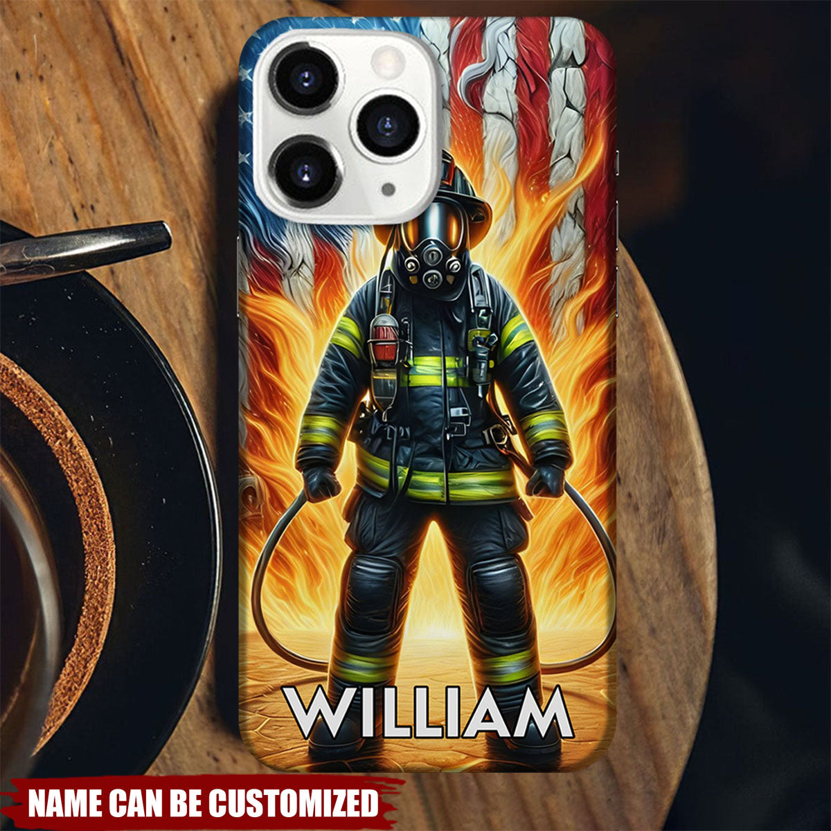 Firefighter American Flag - Personalized Patriotic Fire Rescue Phone Case