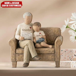 Grandpa and Grandchild - Personalized Family Wooden Plaque, Father’s Day Gift