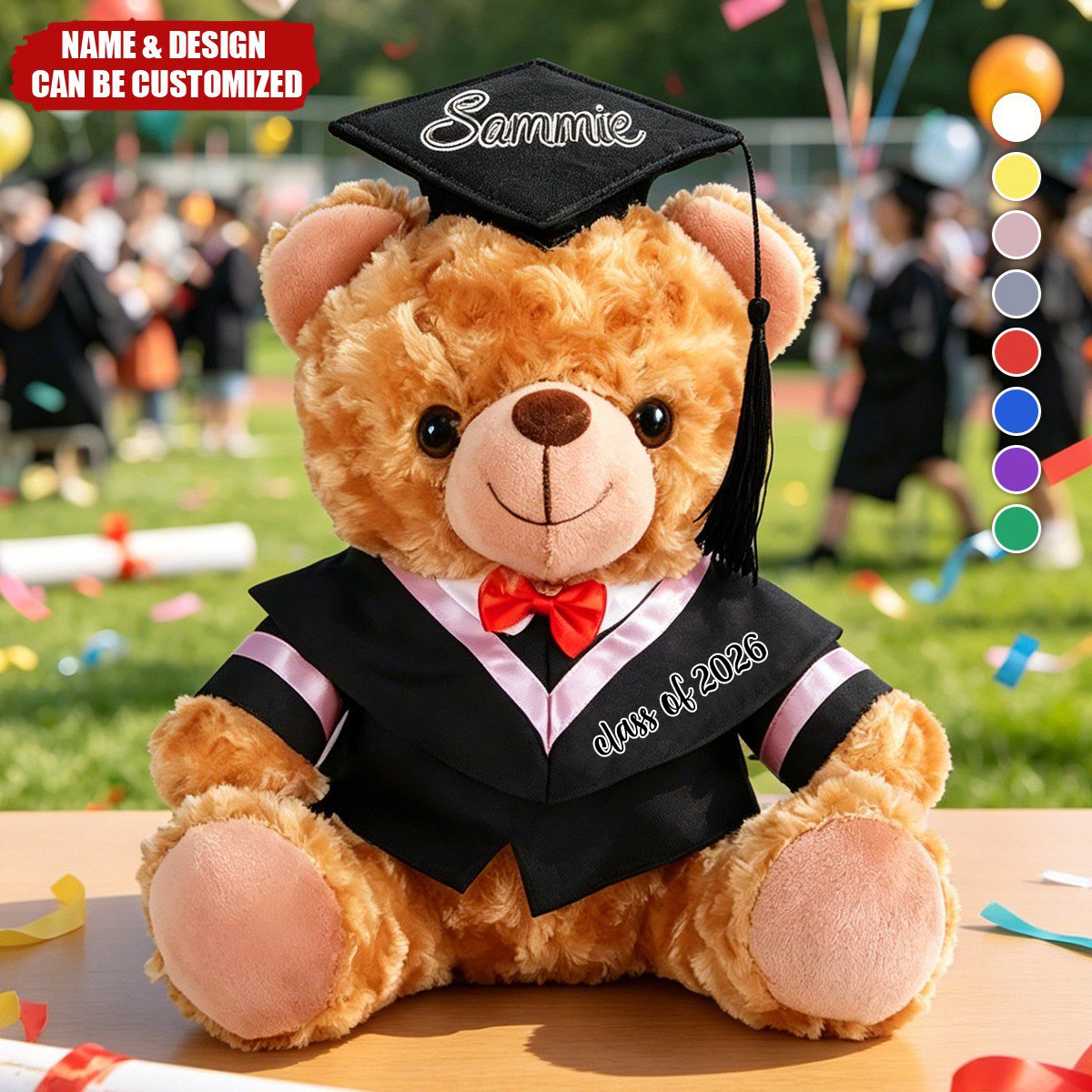 Custom 2026 Graduation Bear - Personalized Graduation Plush Bear, Class of 2026 Gift