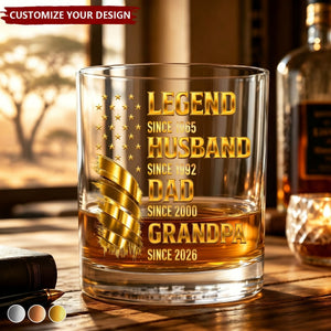 Custom Legend Husband Dad Grandpa Since Year- Personalized Whiskey Glass, Father's Day Gift