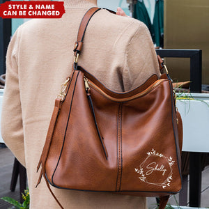 Personalized Name Leather Hobo Bag Shoulder Satchel Crossbody Handbag