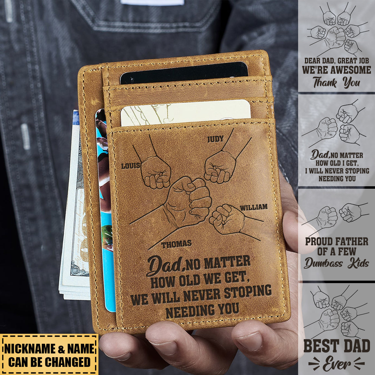Dear Dad Great Job We're Awesome Thank You - Gift For Dad, Father, Grandpa - Personalized Card Wallet