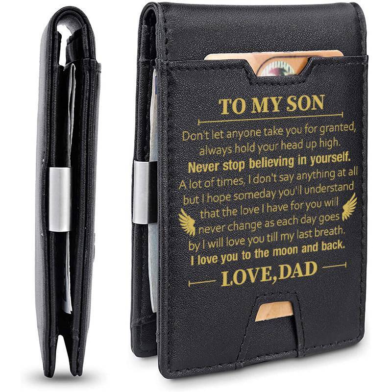 Dad To Son - I Love You To The Moon And Back - Wallet with Money Clip