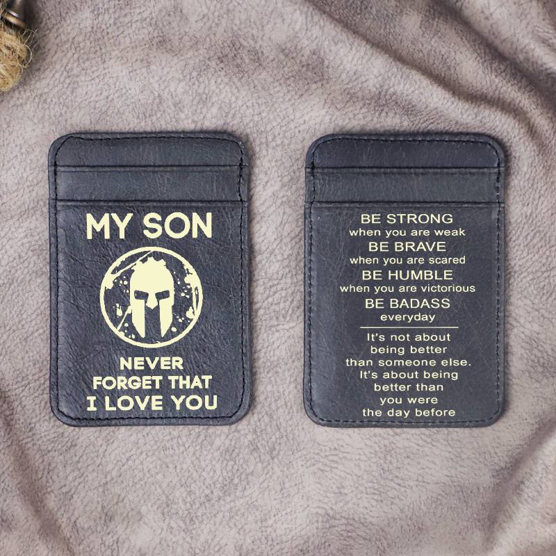 To My Son - minimalist Leather Slim Wallet
